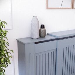 Adjustable (83 X140-204 X19 Cm) Designs Chelsea Radiator Cover Hallway Wood Wall Cabinet Mdf Slats Grey - thumbnail 5