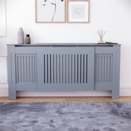 Adjustable (83 X140-204 X19 Cm) Designs Chelsea Radiator Cover Hallway Wood Wall Cabinet Mdf Slats Grey - thumbnail 4