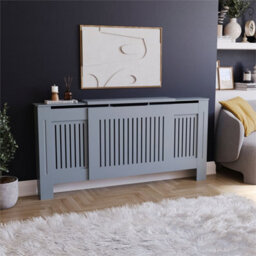 Adjustable (83 X140-204 X19 Cm) Designs Chelsea Radiator Cover Hallway Wood Wall Cabinet Mdf Slats Grey - thumbnail 6