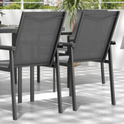 Outsunny 7 Piece Garden Dining Set, Outdoor Table And 6 Chairs, Grey - thumbnail 9