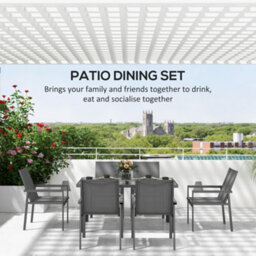 Outsunny 7 Piece Garden Dining Set, Outdoor Table And 6 Chairs, Grey - thumbnail 6