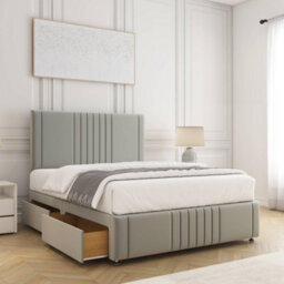 Bsspoke Hazel Divan Bed Set Silver Plush Velvet With 24Inch Headboard & Footboard & 4Drawers No Mattress In 4Ft6 4Ft 5Ft 6Ft - thumbnail 2