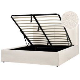 Beliani Ottoman Bed Boucle Moissac 160 X 200 Cm (Eu King Size) Off-White - thumbnail 1