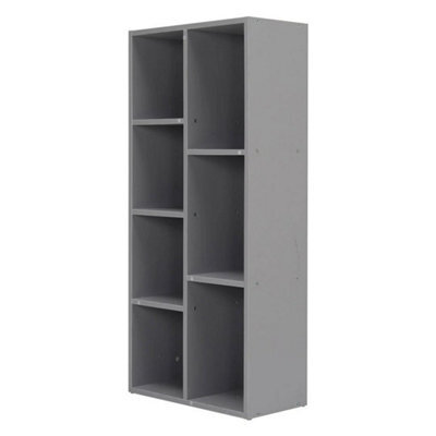 Grey 7 Cube Storage Unit Book Shelf Organizer Modular Open Cabinet Wooden Bookcase - image 1
