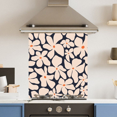 Choose Your Print Premium 59.5 X 74.5Cm Blue Creaflower 6mm Glass Toughened Kitchen Splashback - image 1
