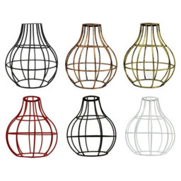 2 Pack Of Brushed Silver Modern Easy Fit Metal Geometric Ceiling Pendant Light Shades, Bulb Guards Wire Cage Lampshades - thumbnail 7