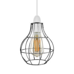 2 Pack Of Brushed Silver Modern Easy Fit Metal Geometric Ceiling Pendant Light Shades, Bulb Guards Wire Cage Lampshades - thumbnail 6