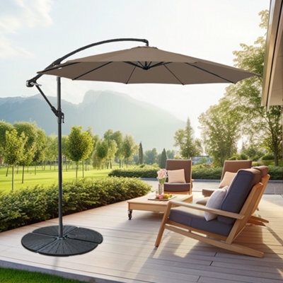 Sundaze 3M Taupe Garden Banana Parasol Cantilever Umbrella Hanging Patio Shade - image 1