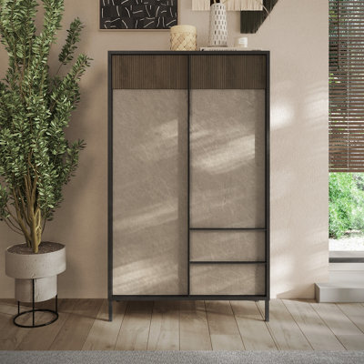 FurniComp LTD Furnicomp Venice 2 Door 2 Drawer Grey And Mercure Oak Tall Sideboard/highboard - image 1