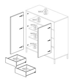 FurniComp LTD Furnicomp Venice 2 Door 2 Drawer Grey And Mercure Oak Tall Sideboard/highboard - thumbnail 4