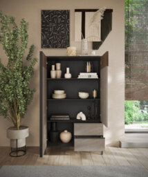 FurniComp LTD Furnicomp Venice 2 Door 2 Drawer Grey And Mercure Oak Tall Sideboard/highboard - thumbnail 3