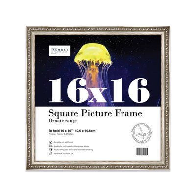 16X16 Silver Ornate Picture Frame (40.6 X 40.6Cm) Poster, Photo, Artwork, Gallery Wall Or Print - image 1