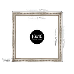 16X16 Silver Ornate Picture Frame (40.6 X 40.6Cm) Poster, Photo, Artwork, Gallery Wall Or Print - thumbnail 2