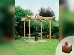 Edecks Dragon Wooden Garden Pergola (W 2700mm X D 2700mm) With Steel Spikes (2.7M) - thumbnail 2