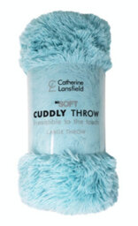 Catherine Lansfield Downstairs Living Cuddly Deep Pile 150X200Cm Blanket Throw Duck Egg Blue - thumbnail 2