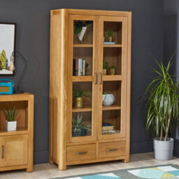 The Furniture Market Soho Oak Glazed 2 Door 2 Drawer Tall Display Cabinet Unit - thumbnail 3