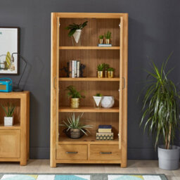 The Furniture Market Soho Oak Glazed 2 Door 2 Drawer Tall Display Cabinet Unit - thumbnail 2