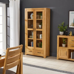 The Furniture Market Soho Oak Glazed 2 Door 2 Drawer Tall Display Cabinet Unit - thumbnail 5