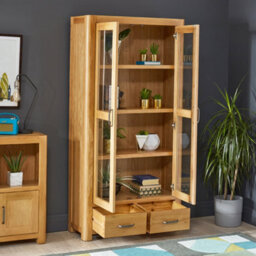 The Furniture Market Soho Oak Glazed 2 Door 2 Drawer Tall Display Cabinet Unit - thumbnail 4