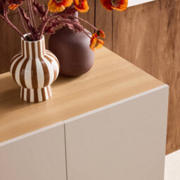 Sweeek - Sideboard Metal And Wood Decor 3 Doors 120 Cm Beige And Natural - Ashton - thumbnail 8