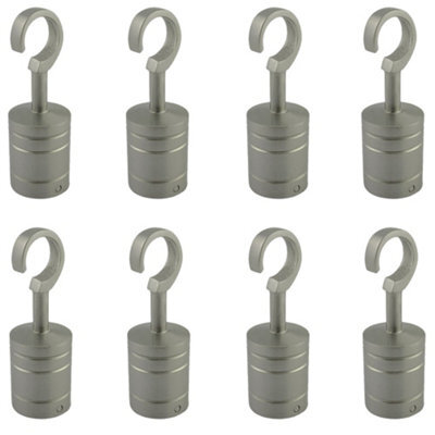 Ropeservices Uk 8 X 36mm Satin Nickel Decking Rope Hook Fittings Fixings Barrier Set - image 1