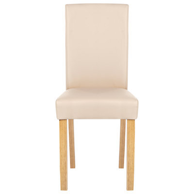 Beliani Set Of 2 Beige Faux Leather Dining Chairs With Rubberwood Legs, Design - W43 X D61 X H95Cm - image 1