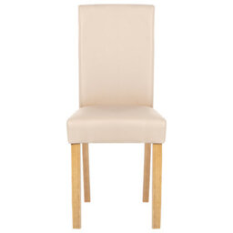 Beliani Set Of 2 Beige Faux Leather Dining Chairs With Rubberwood Legs, Design - W43 X D61 X H95Cm - thumbnail 1