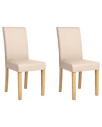 Beliani Set Of 2 Beige Faux Leather Dining Chairs With Rubberwood Legs, Design - W43 X D61 X H95Cm - thumbnail 3