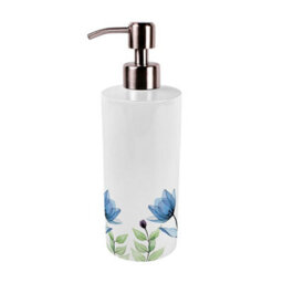 Purely Home Blue & Purple Floral Stainless Steel Soap Dispenser - Pump Action Refillable Bathroom & Kitchen Décor - thumbnail 4
