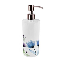 Purely Home Blue & Purple Floral Stainless Steel Soap Dispenser - Pump Action Refillable Bathroom & Kitchen Décor - thumbnail 3