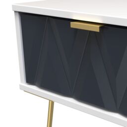 Diamond Ready Assembled Matt Indigo & White No Effect 1 Drawer Bedside Chest (H)410mm (W)450mm (D)395mm - thumbnail 5