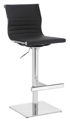 Lamboro Rovigo Deluxe Breakfast Bar Stool, Chrome Footrest, Height Adjustable Swivel Gas Lift, Home Bar & Kitchen Barstool, Black - image 1