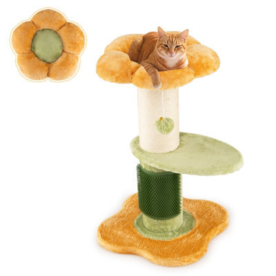 Costway Flower Cat Tree For Indoor Cats 69 Cm Tall Small Kitten Tower With Padded Plush Perch - image 1