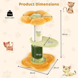 Costway Flower Cat Tree For Indoor Cats 69 Cm Tall Small Kitten Tower With Padded Plush Perch - thumbnail 2