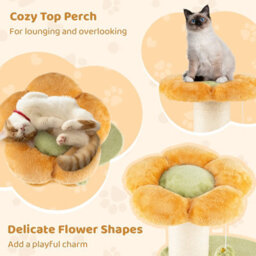 Costway Flower Cat Tree For Indoor Cats 69 Cm Tall Small Kitten Tower With Padded Plush Perch - thumbnail 5
