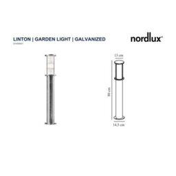 Nordlux Linton Outdoor Patio Terrace Garden Light In Galvanized (Height) 80Cm - thumbnail 3