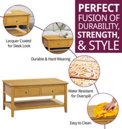 Hallowood Furniture Hereford Oak Coffee Table With Drawers - thumbnail 2
