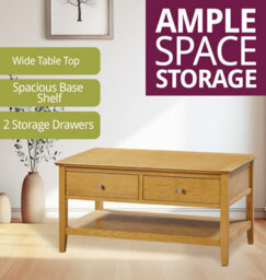 Hallowood Furniture Hereford Oak Coffee Table With Drawers - thumbnail 5