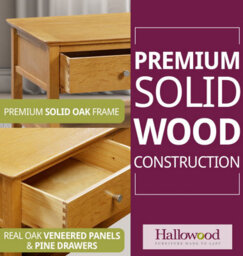Hallowood Furniture Hereford Oak Coffee Table With Drawers - thumbnail 4