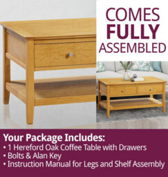 Hallowood Furniture Hereford Oak Coffee Table With Drawers - thumbnail 7
