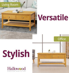 Hallowood Furniture Hereford Oak Coffee Table With Drawers - thumbnail 6
