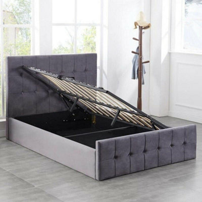Kosy Koala Ottoman Bed Gas Lift Storage Grey 3Ft Single Velvet Cushioned Bedroom - image 1