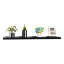 Innoteck Black High Gloss Floating Shelf Rectangular 80Cm Modern Wall Mounted Shelf - thumbnail 1