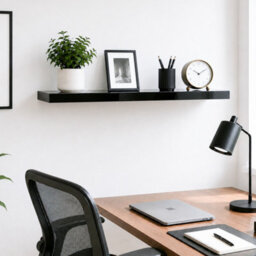 Innoteck Black High Gloss Floating Shelf Rectangular 80Cm Modern Wall Mounted Shelf - thumbnail 9