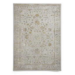 Gold Grey Abstract Bordered 8mm Pile Rug For Bedroom, Living, Dining Room, Easy To Clean Traditional Rug-120Cm X 170Cm - thumbnail 8