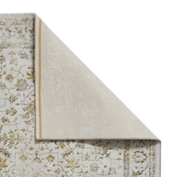 Gold Grey Abstract Bordered 8mm Pile Rug For Bedroom, Living, Dining Room, Easy To Clean Traditional Rug-120Cm X 170Cm - thumbnail 6