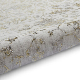 Gold Grey Abstract Bordered 8mm Pile Rug For Bedroom, Living, Dining Room, Easy To Clean Traditional Rug-120Cm X 170Cm - thumbnail 7