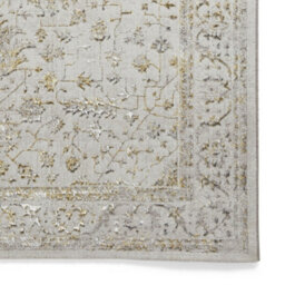 Gold Grey Abstract Bordered 8mm Pile Rug For Bedroom, Living, Dining Room, Easy To Clean Traditional Rug-120Cm X 170Cm - thumbnail 4