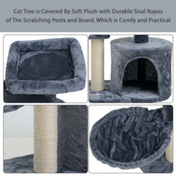 Crystals Cat Tree Scratching Post Large Multilevel Climbing Tower Activity Centre, Grey - thumbnail 6