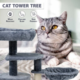 Crystals Cat Tree Scratching Post Large Multilevel Climbing Tower Activity Centre, Grey - thumbnail 4